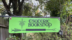 Esoteric Bookshop pointing sign